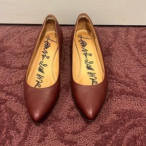 Lanvin maroon leather pointed toe flats